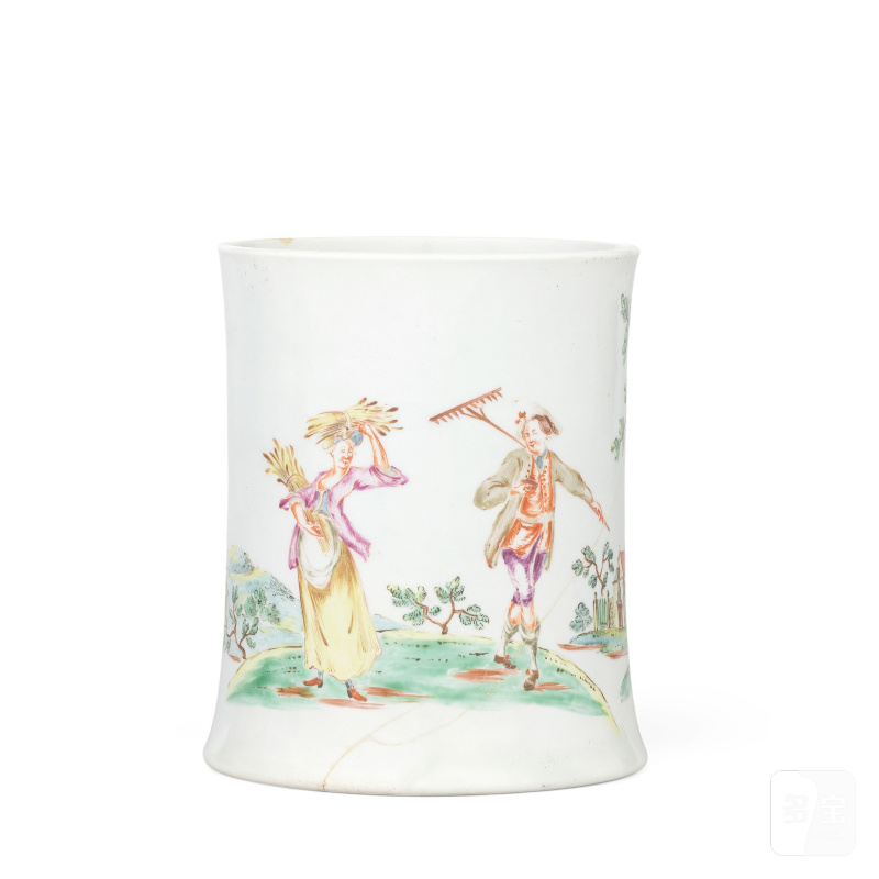 An important Worcester mug, circa 1754